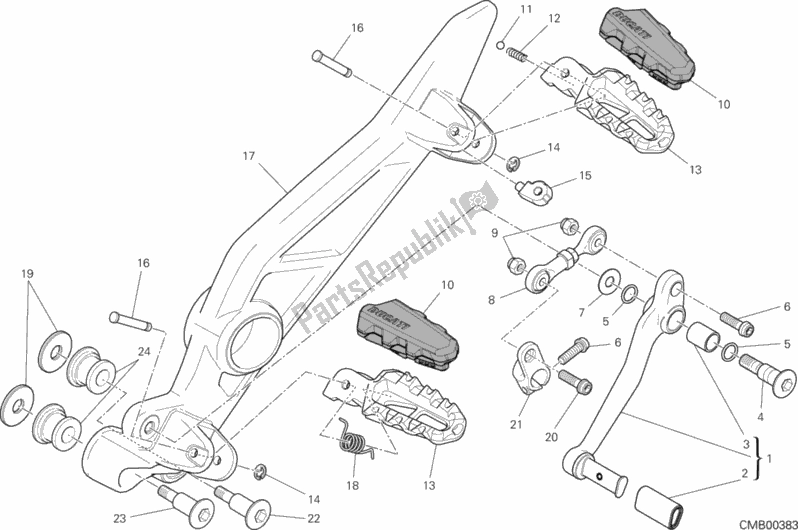All parts for the Footrests, Left of the Ducati Hypermotard Hyperstrada USA 821 2014
